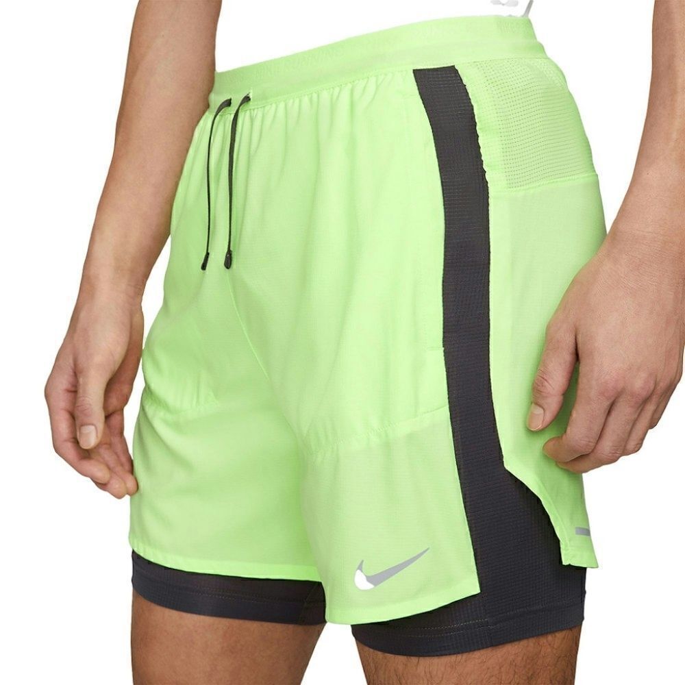 Nike Stride 2-In-1 Running Shorts 5" Small S Brief Lined Volt Grey DM4757-337 LE